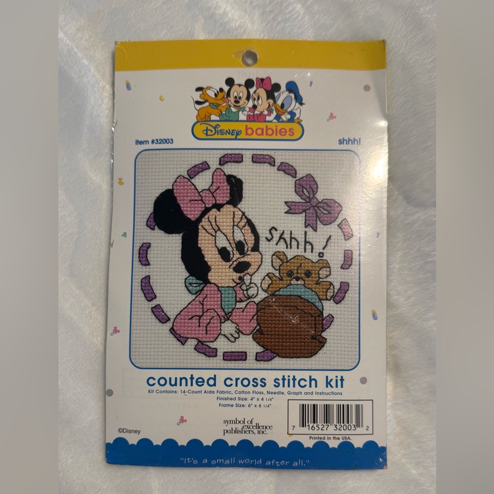 Disney Babies Mini Counted Cross Stitch Kit with Pink Purple Threads